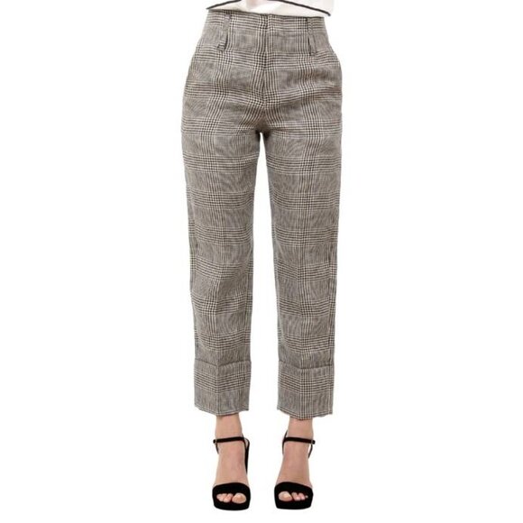 Brunello Cucinnelli SS/19 Beige & Black Linen Check Trousers - Picture 1 of 16
